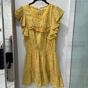 Yellow loveshackfancy dress with crochet trim